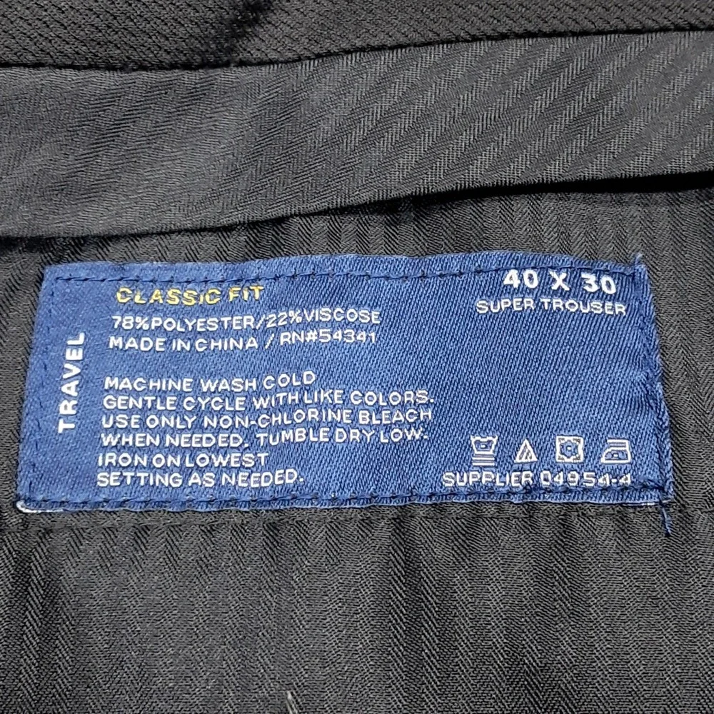 Stafford Travel Classic Fit Super Trouser‎ Mens 40x30 Charcoal Gray Dress Pants
